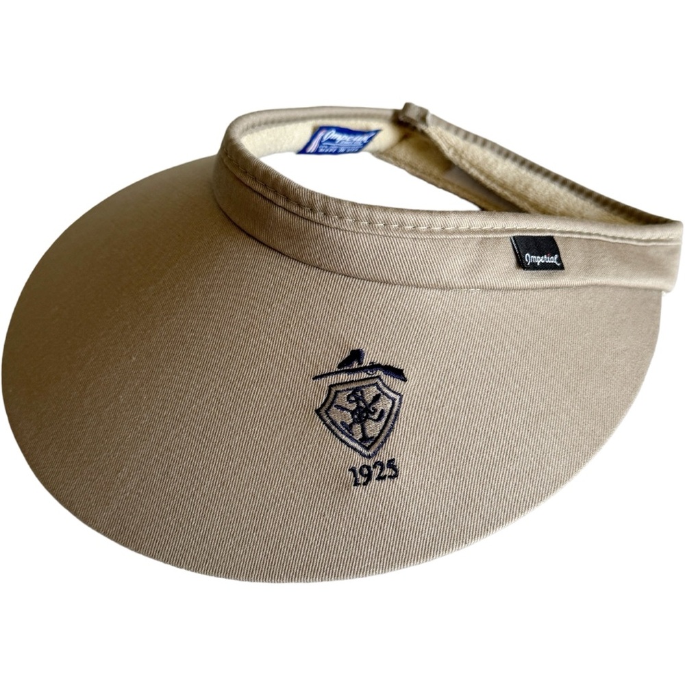 Imperial Sports Khaki Visor Hat Tan & Navy Blue Embroidered